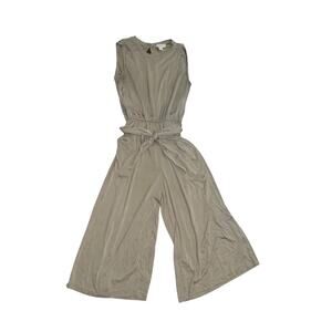 Charlie Paige Sleeveless Olive Belted Jumpsuit Jumper Medium Cropped Wide Leg